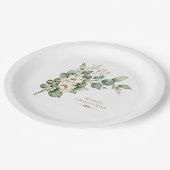 Eleganter botanischer Eukalyptus-Weihnachtspapiert Pappteller (Schrägansicht)