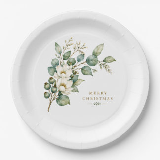 Eleganter botanischer Eukalyptus-Weihnachtspapiert Pappteller