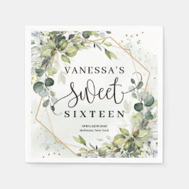 Eleganter botanischer Eukalyptusgold Süß 16 Serviette