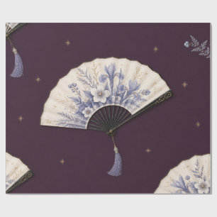 Eleganter botanischer Fächer Weihnachten Amethyst Geschenkpapier