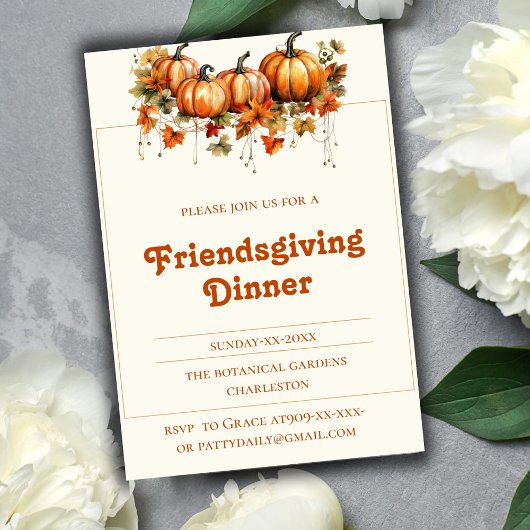 eleganter botanischer Fall Friendsgiving Einladung
