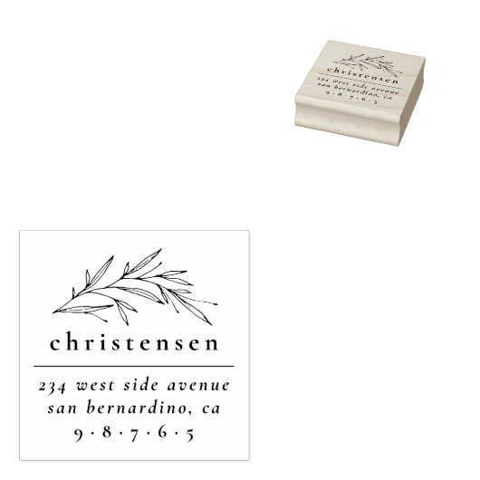 Eleganter botanischer Familienname und Rücksendead Gummistempel (Stempel)