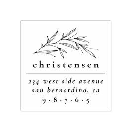 Eleganter botanischer Familienname und Rücksendead Gummistempel