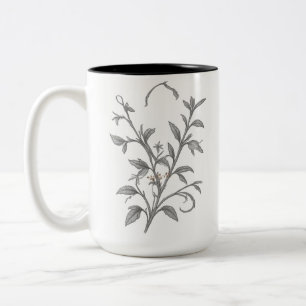 Eleganter Botanischer Floraler Linien Kunst Becher Zweifarbige Tasse