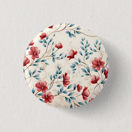 Eleganter botanischer floraler Zweig Button (Vorderseite)