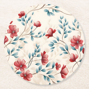 Eleganter botanischer floraler Zweig Runder Pappuntersetzer