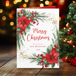 Eleganter botanischer Frohe Weihnachtsgrüße Karte