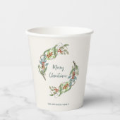 Eleganter botanischer Frohe Weihnachtskranz Pappbecher (Vorderseite)