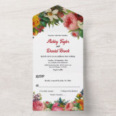 Eleganter Botanischer Garten Boho Rose Blumenzehen All In One Einladung (Innen Boden)