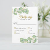 Eleganter botanischer Garten Eukalyptus Wedding RSVP Karte (Stehend Vorderseite)