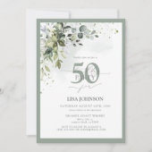 Eleganter Botanischer Garten Floral 50. Geburtstag Einladung (Vorderseite)