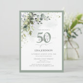 Eleganter Botanischer Garten Floral 50. Geburtstag Einladung (Stehend Vorderseite)