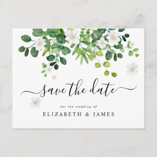 Eleganter Botanischer Garten Floral Save The Date Postkarte