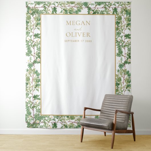 Eleganter botanischer Garten Hochzeit Wandteppich (Beispiel)