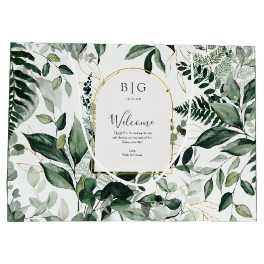 Eleganter Botanischer Garten Hochzeitsempfang Große Geschenktüte (Rückseite)