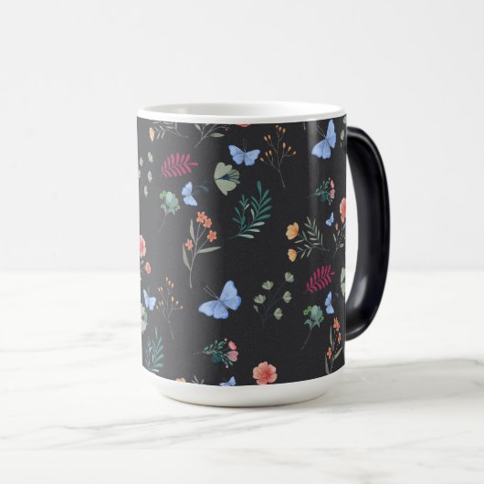 Eleganter Botanischer Garten-Kaffee mit Blumen und Verwandlungstasse (VorderseiteRechts)