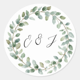 Eleganter Botanischer Gefallen & Umschlag Hochzeit Runder Aufkleber