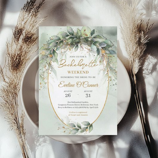 Eleganter botanischer grüner Eukalyptus geometrisc Einladung