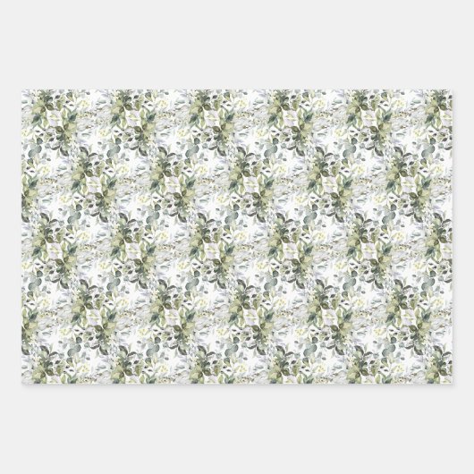 Eleganter botanischer grüner Eukalyptus geometrisc Geschenkpapier Set (Vorderseite)