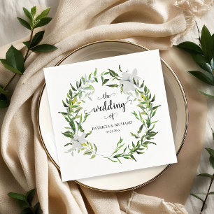 Eleganter botanischer Grünzeug-Kranz Hochzeit Serviette