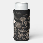 Eleganter botanischer "Happy Birthday" Personalisi Selters Dosenkühler (Seltzer Vorderseite)