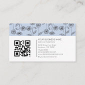 Eleganter botanischer hellblauer Mohnblumen-QR-Cod Visitenkarte (Rückseite)