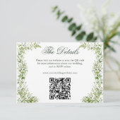 Eleganter Botanischer Hochzeits-Website-QR-Code Begleitkarte (Stehend Vorderseite)