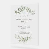 Eleganter botanischer Hochzeitsempfang Acrylschild (Winkel)