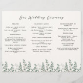 Eleganter botanischer Hochzeitsprogramm Flyer mit  (Hinten)