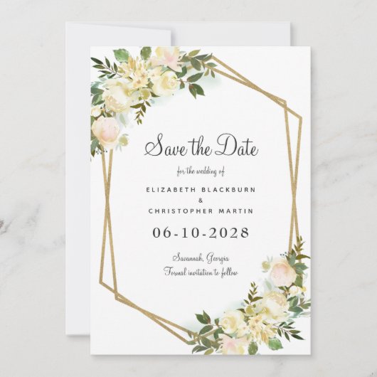 Eleganter Botanischer Hochzeitstil Save The Date (Vorderseite)