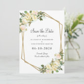 Eleganter Botanischer Hochzeitstil Save The Date (Stehend Vorderseite)