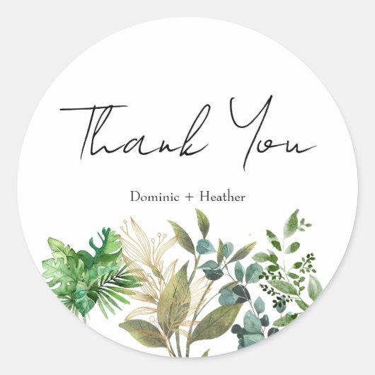 Eleganter botanischer Leaf Umschlag Aufkleber (Vorderseite)