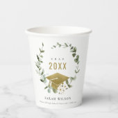 Eleganter botanischer Leafy Wreath Gold Abschluss Pappbecher (Vorderseite)