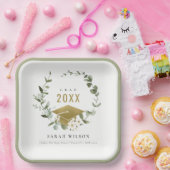 Eleganter botanischer Leafy Wreath Gold Abschluss Pappteller (Party)