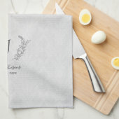 Eleganter botanischer Lorbeermonogrammname Geschirrtuch (Viertel Falte)