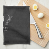Eleganter botanischer Lorbeermonogrammname Geschirrtuch (Viertel Falte)