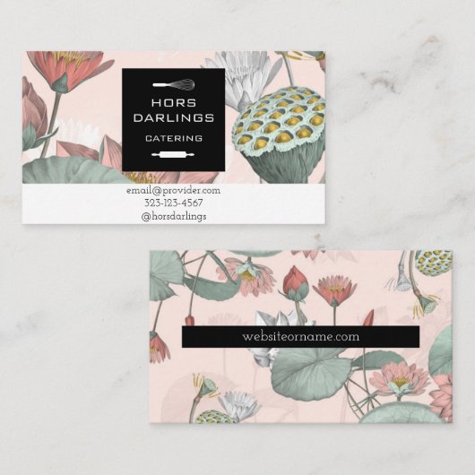 eleganter Botanischer Lotus-Catering, Bäckerei, Pv Visitenkarte (Vorne/Hinten)