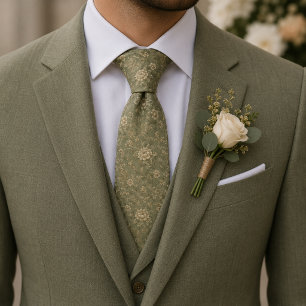 Eleganter botanischer Luxus Vintage-Salbei-Grün Krawatte