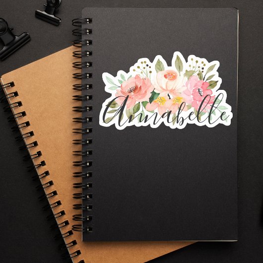 Eleganter Botanischer moderner Monogrammname Aufkleber