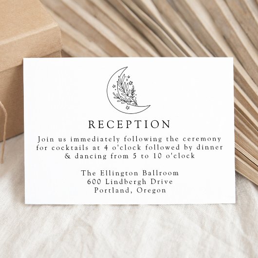 Eleganter Botanischer Mond und Sterne Hochzeitsemp Begleitkarte