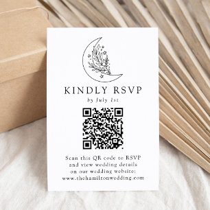Eleganter botanischer Mond und Sterne QR Code Hoch RSVP Karte