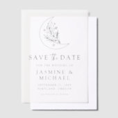 Eleganter botanischer Mond und Sterne Save the Dat Pergament Einladungen (Versetzt)