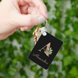 Eleganter Botanischer Monogram Gold Letter A-Schlü Schlüsselanhänger