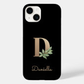Eleganter Botanischer Monogram Gold Letter D Case-Mate iPhone Hülle (Rückseite)