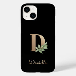 Eleganter Botanischer Monogram Gold Letter D Case-Mate iPhone 14 Hülle