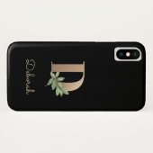 Eleganter Botanischer Monogram Gold Letter D Case-Mate iPhone Hülle (Rückseite (Horizontal))