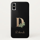 Eleganter Botanischer Monogram Gold Letter D Case-Mate iPhone Hülle (Rückseite)