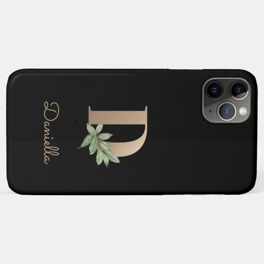 Eleganter Botanischer Monogram Gold Letter D Case-Mate iPhone Hülle (Rückseite (Horizontal))