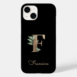Eleganter Botanischer Monogram Gold Letter F Case-Mate iPhone 14 Hülle