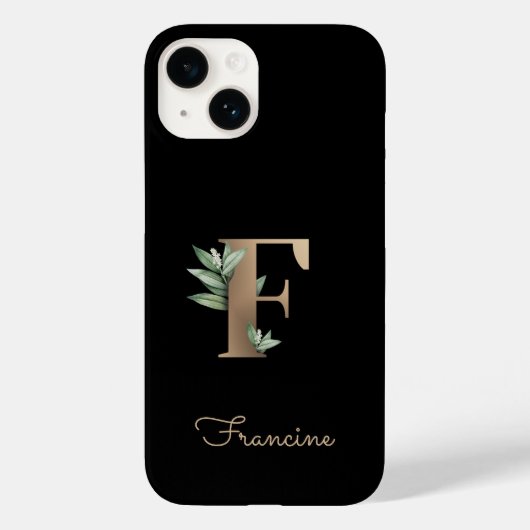 Eleganter Botanischer Monogram Gold Letter F Case-Mate iPhone Hülle (Rückseite)